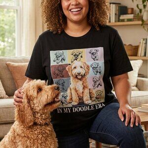 In My Doodle Era Dog T-Shirt Black Graphic Tee 3XL